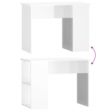 Birou, alb extralucios, 100x55x75 cm, lemn prelucrat - Img 5