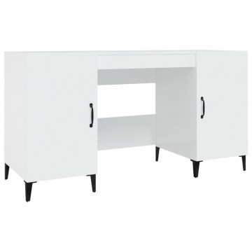 Birou, alb extralucios, 140x50x75 cm, lemn compozit - Img 2
