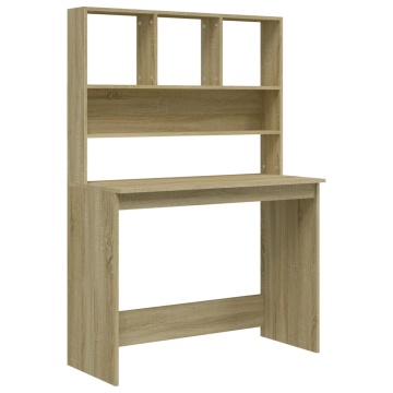 Birou cu rafturi, stejar sonoma, 102x45x148 cm, lemn compozit - Img 2