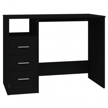 Birou cu sertare, negru, 102x50x76 cm, lemn prelucrat - Img 2