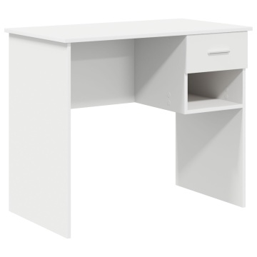Birou cu spațiu de stocare alb 90x49.5x75 cm lemn prelucrat - Img 2