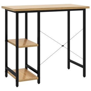 Birou de calculator negru/stejar deschis 80x40x72 cm MDF/metal - Img 8