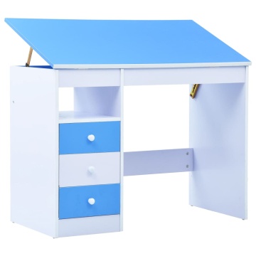 Birou de studiu & desenat pentru copii rabatabil albastru & alb - Img 1