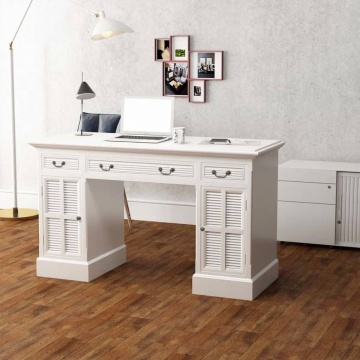 Birou dublu cu piedestal, 140 x 48 x 80 cm, alb - Img 1