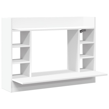 Birou montat pe perete, alb, 105x48x75 cm, lemn prelucrat - Img 2