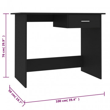Birou, negru, 100 x 50 x 76 cm, PAL - Img 5