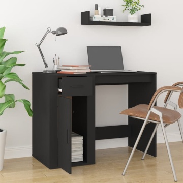 Birou, negru, 100x49x75 cm, lemn prelucrat - Img 3