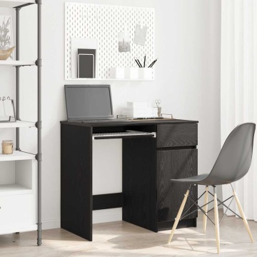 Birou Stejar negru 86x49x76 cm Lemn prelucrat - Img 1