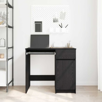 Birou Stejar negru 86x49x76 cm Lemn prelucrat - Img 3