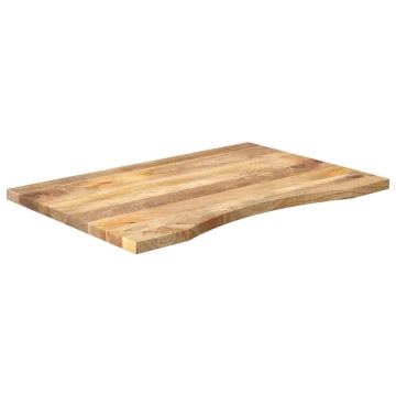 Blat birou cu decupaj curbat 80x60x2,5 cm lemn masiv mango brut - Img 2