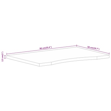 Blat birou cu decupaj curbat 90x50x2,5 cm lemn masiv mango brut - Img 7