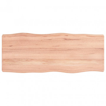 Blat birou maro deschis 100x40x6 cm, lemn masiv stejar tratat - Img 1