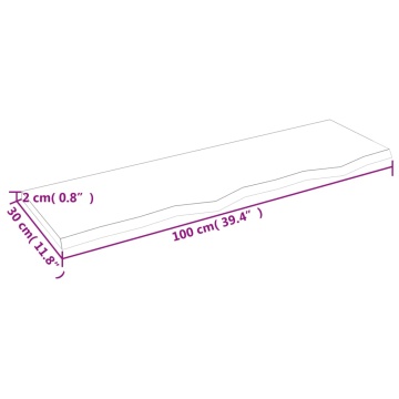 Blat de baie, maro deschis, 100x30x2 cm, lemn masiv tratat - Img 5