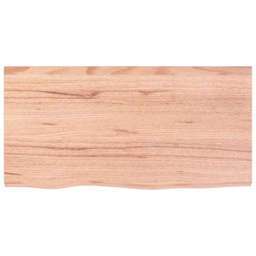 Blat de baie, maro deschis, 80x40x(2-4) cm, lemn masiv tratat - Img 3