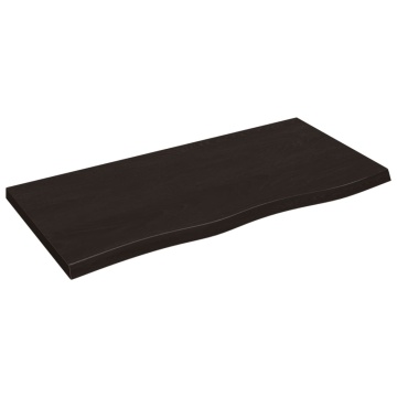 Blat de baie, maro închis, 100x50x(2-4) cm, lemn masiv tratat - Img 2