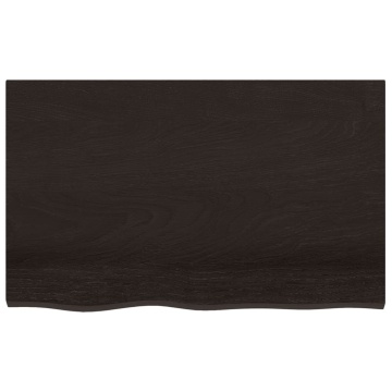 Blat de baie, maro închis, 80x50x(2-4) cm, lemn masiv tratat - Img 3