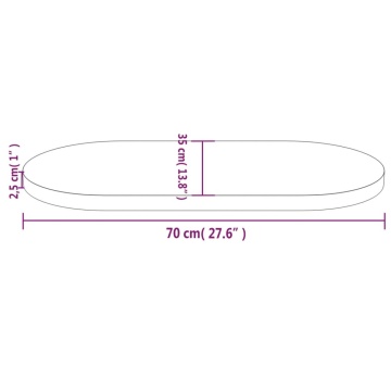 Blat de masă, alb, 70x35x2,5 cm, lemn masiv de pin, oval - Img 6