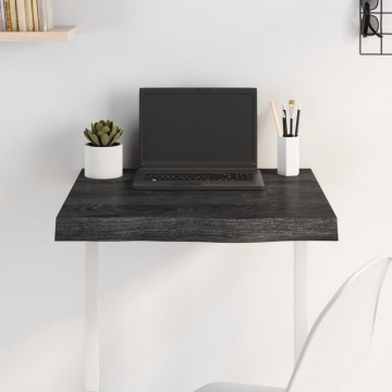 Blat de masă gri închis 60x60x6 cm, lemn masiv de stejar tratat - Img 1