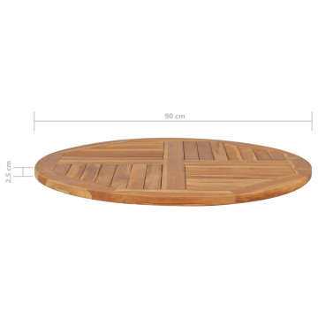 Blat de masă rotund, 90 cm, lemn masiv de tec, 2,5 cm - Img 4