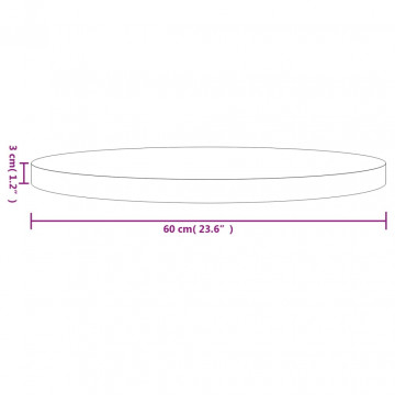 Blat de masă rotund, alb, Ø60x3 cm, lemn masiv de pin - Img 6