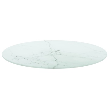 Blat masă alb Ø60x0,8 cm, sticlă securizată cu design marmură - Img 2