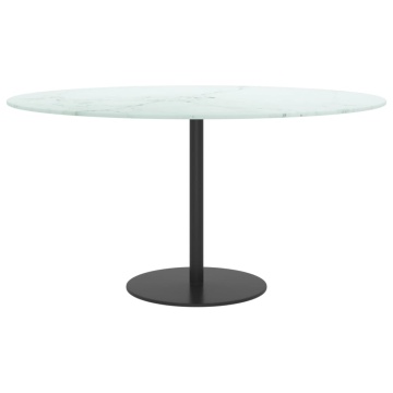 Blat masă alb Ø80x1 cm sticlă securizată cu design de marmură - Img 3