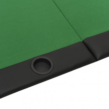 Blat masă de poker, 10 jucători, pliabil, verde, 208x106x3 cm - Img 4