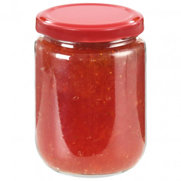 Borcane din sticlă pentru gem, capac roșu, 48 buc., 230 ml - Img 3