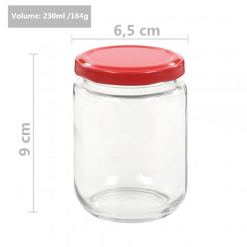 Borcane din sticlă pentru gem, capac roșu, 48 buc., 230 ml - Img 6
