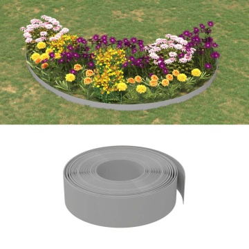 Borduri de grădină, 2 buc, gri, 10 m 15 cm, polietilenă - Img 1