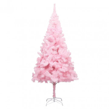 Brad Crăciun pre-iluminat cu set globuri, roz, 210 cm, PVC - Img 2