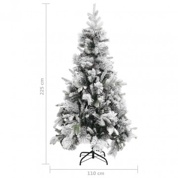 Brad de Crăciun cu zăpadă & conuri, 225 cm, PVC&PE - Img 5