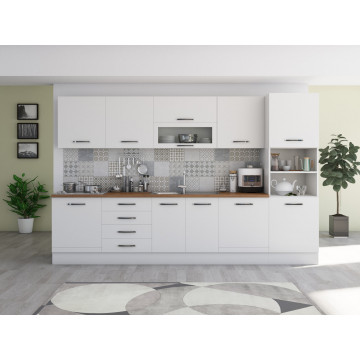 Bucatarie Alfa 320, alb, blat termic nuc, corp pentru cuptor incorporabil - Img 1