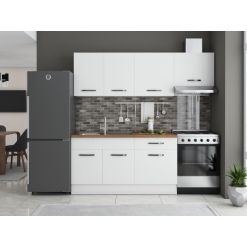 Bucatarie Sofia 200 cm, Alb, Blat termic nuc, Corp hota - Img 2
