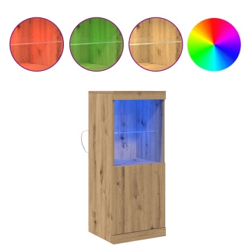 Bufet cu lumini LED Stejar Artisan 41x37x100 cm - Img 4