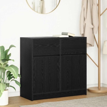Bufetă cu sertar Stejar negru 80x34x76 cm Lemn prelucrat - Img 1