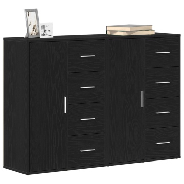 Bufete 2 buc Negru Stejar 60x31x84 cm Lemn Ingineresc - Img 3
