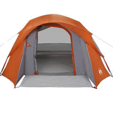 Cabină cort de camping 4 persoane gri și portocaliu impermeabil - Img 8