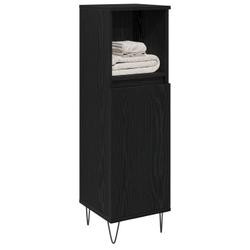 Cabinet de baie Negru Stejar 30x30x100 cm Lemn prelucrat - Img 3