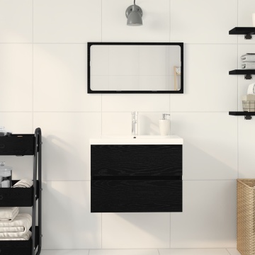 Cabinet de Chiuvetă cu Lavă Integrată Stejar Negru Lemn Prelucrat, Cabinet de Chiuvetă Stejar Negru 60x38,5x45 cm Lemn Prelucrat - Img 4