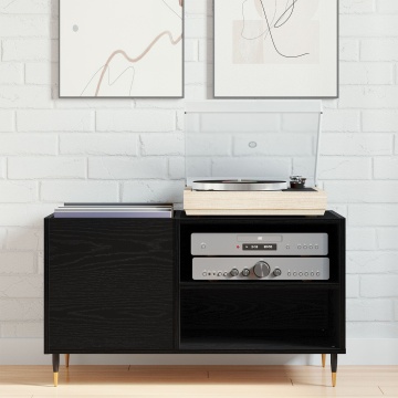 Cabinet pentru discuri Negru Stejar 84,5x38x48 cm Lemn prelucrat - Img 4
