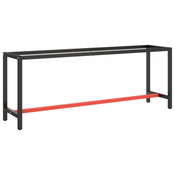 Cadru banc de lucru, negru mat/roșu mat, 210x50x79 cm, metal - Img 1