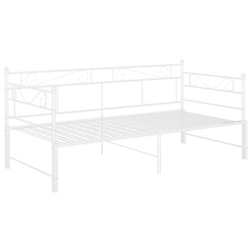 Cadru canapea extensibilă, alb, 90x200 cm, metal - Img 5