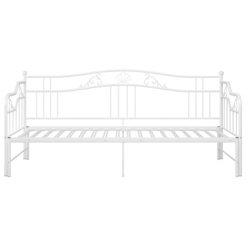 Cadru canapea extensibilă, alb, 90x200 cm, metal - Img 6