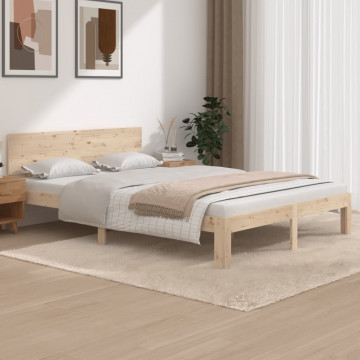 Cadru de pat, 140x200 cm, lemn masiv de pin - Img 1