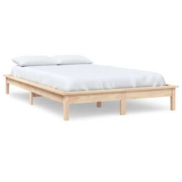 Cadru de pat, 140x200 cm, lemn masiv de pin - Img 2