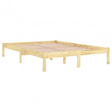 Cadru de pat, 140x200 cm, lemn masiv de pin - Img 3
