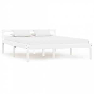 Cadru de pat, alb, 120 x 200 cm, lemn masiv de pin - Img 1
