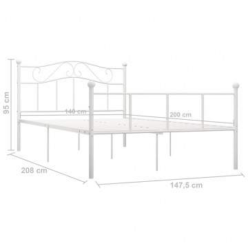 Cadru de pat, alb, 140 x 200 cm, metal - Img 5