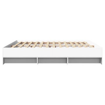Cadru de pat alb 180x200 cm din lemn prelucrat - Img 5